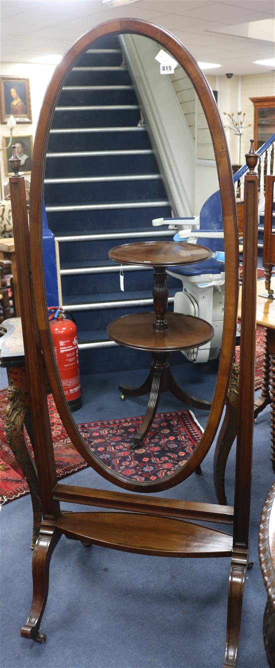 An Edwardian mahogany cheval mirror, H.172cm